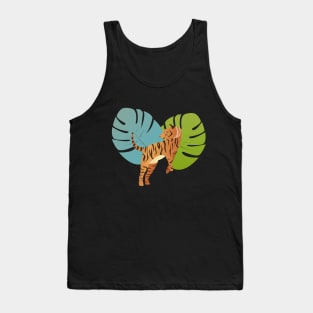 Tiger with jungle leaves background Tank Top